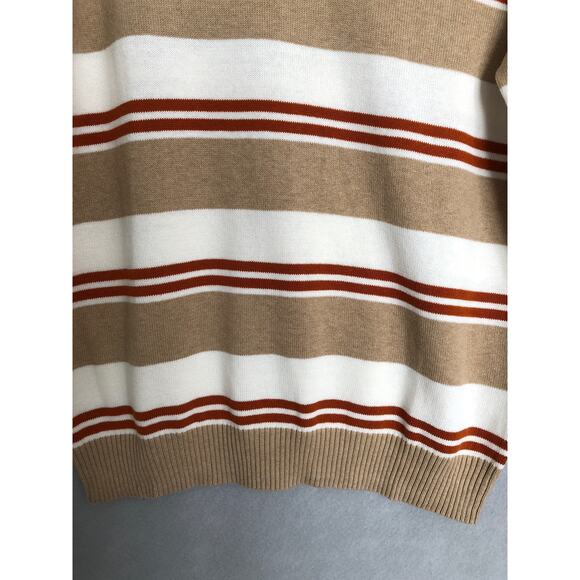 Club Room Men's Size Medium Stripe V-Neck Sweater Tan/Rust NEW - Picture 3 of 6